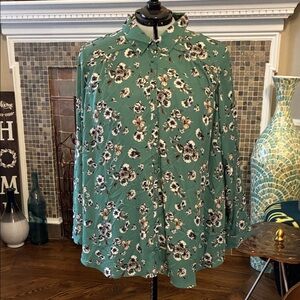 Torrid Green Floral Blouse
